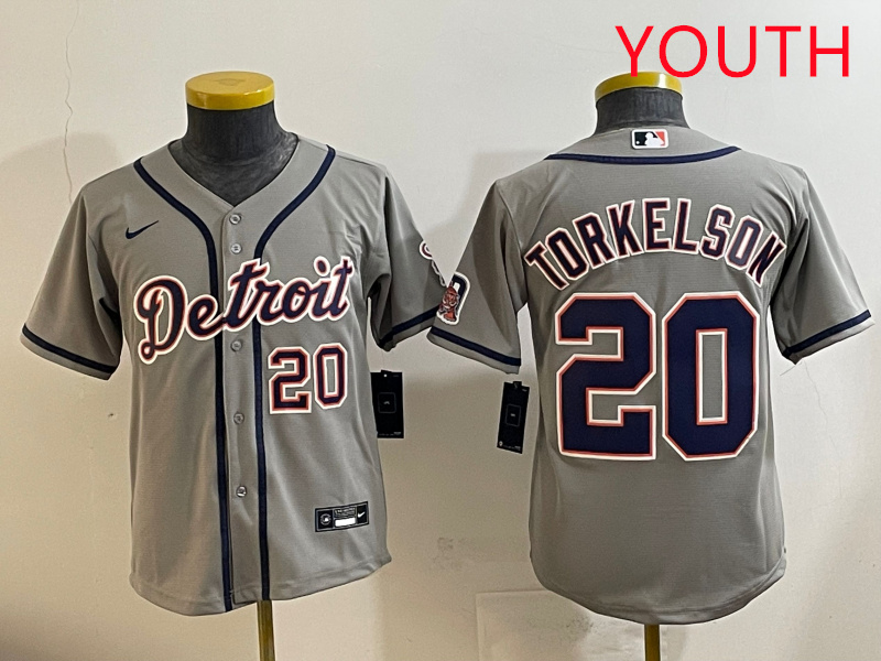 Youth 2025 Detroit Tigers  #20 Torkelson grey Nike MLB jersey style 13->youth mlb jersey->Youth Jersey